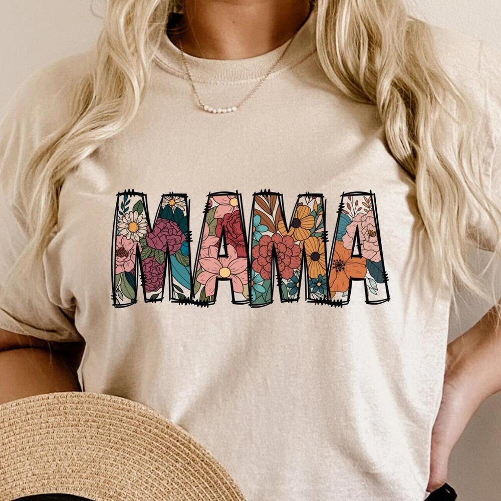 Floral Mama Shirt, Flowers Pattern Mama T-Shirt, Cute Mom Shirt, Mom Gifts